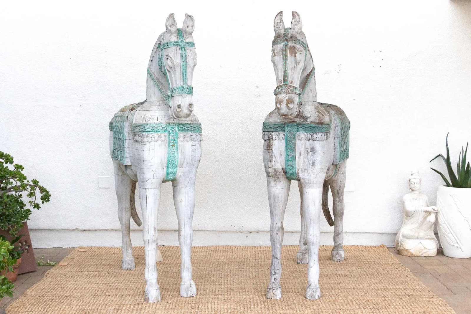1960s The Rajasthani Guardians, Pair of Indian Ceremonial Wood Horses - 17