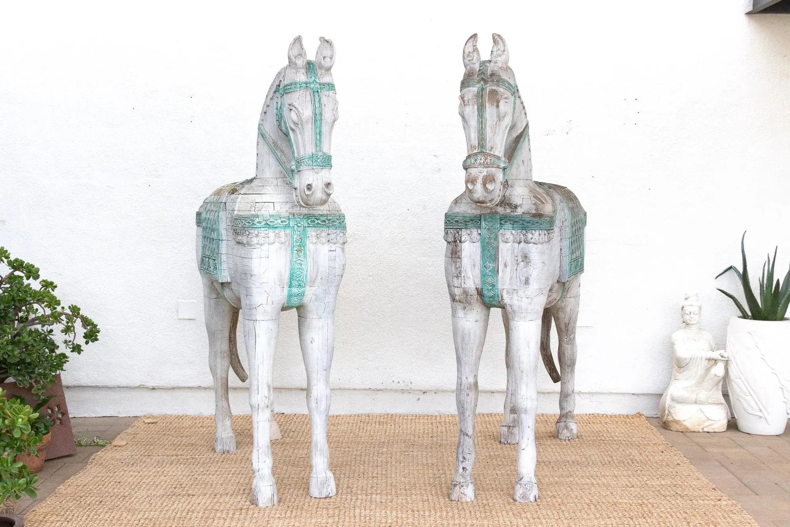 1960s The Rajasthani Guardians, Pair of Indian Ceremonial Wood Horses - 3