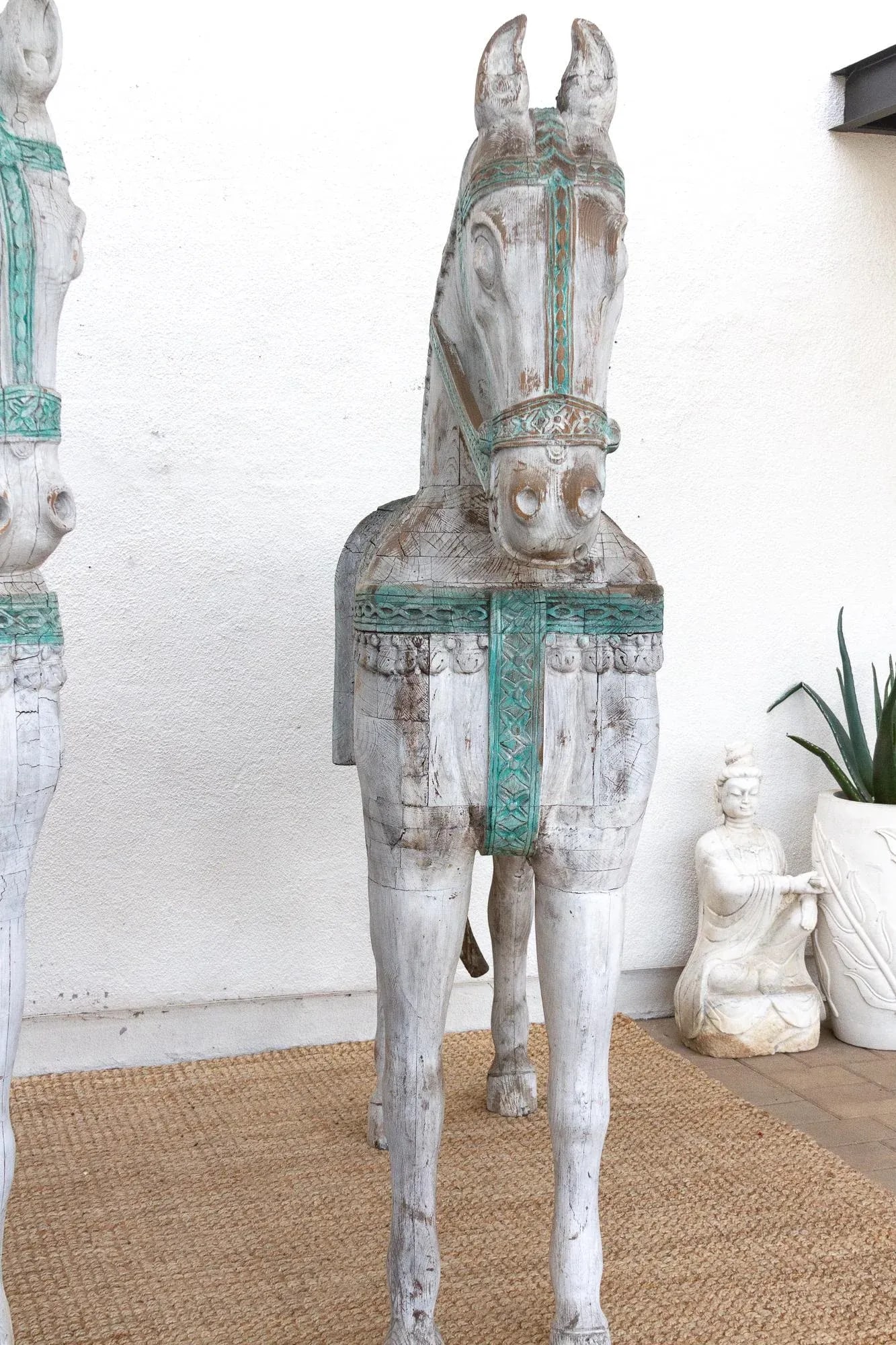 1960s The Rajasthani Guardians, Pair of Indian Ceremonial Wood Horses - 5
