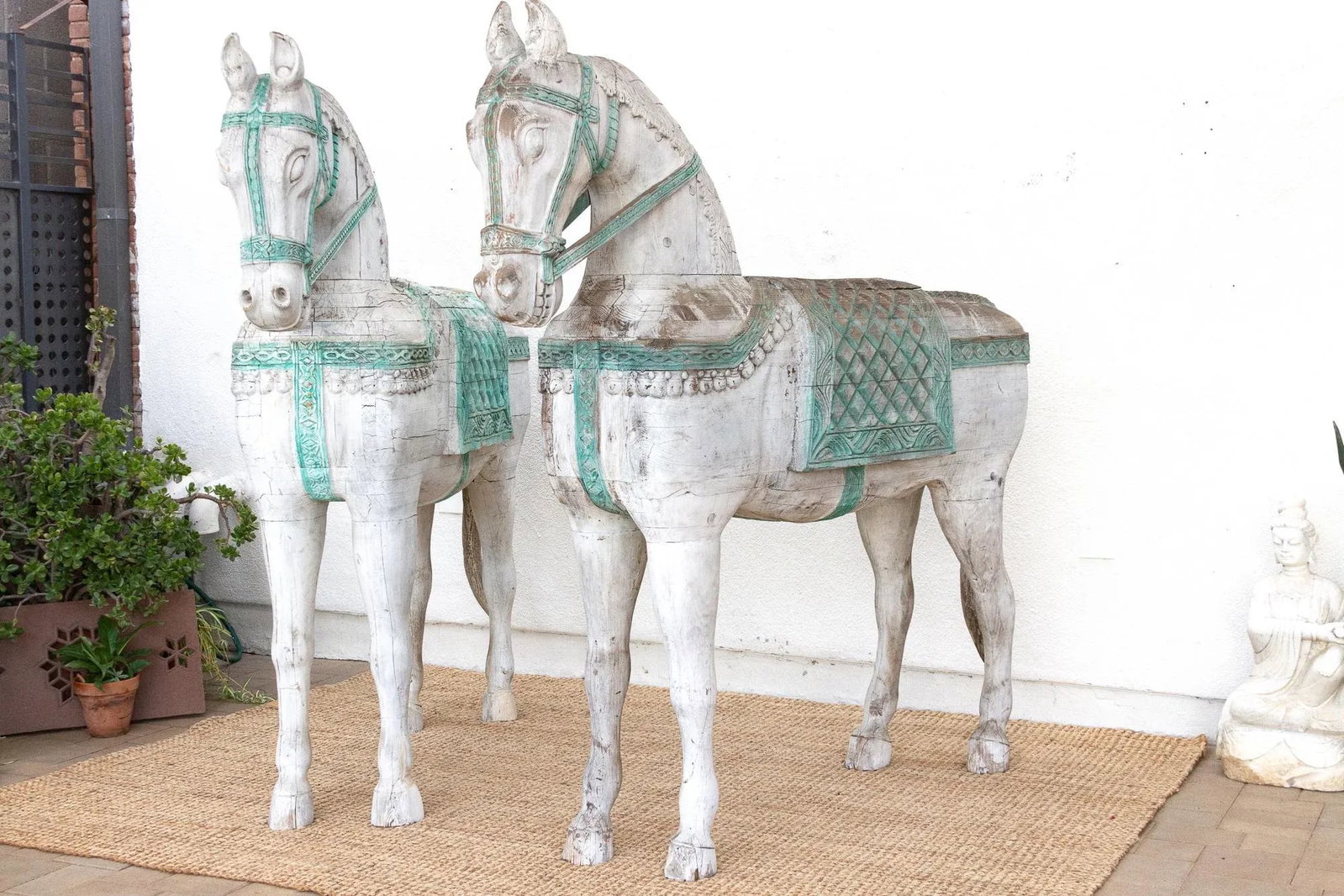 1960s The Rajasthani Guardians, Pair of Indian Ceremonial Wood Horses - 6