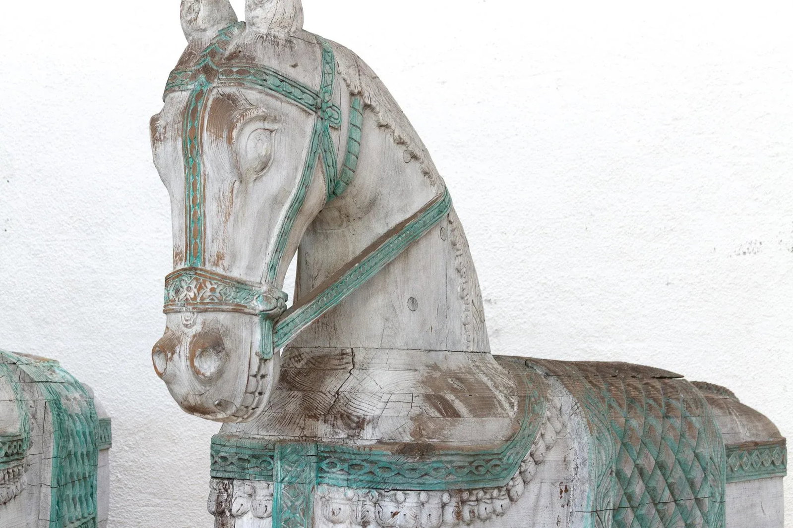 1960s The Rajasthani Guardians, Pair of Indian Ceremonial Wood Horses - 7