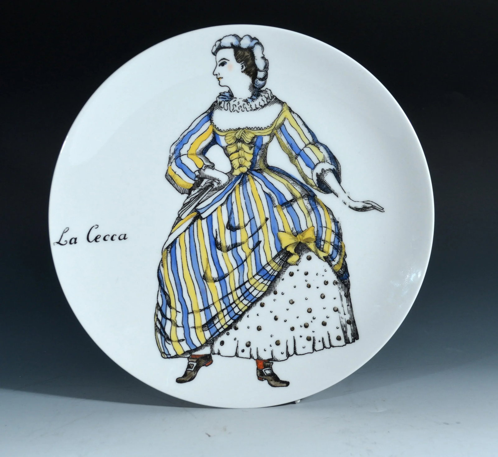 Piero Fornasetti Porcelain Commedia Dell'arte Plates - S/4 - 4