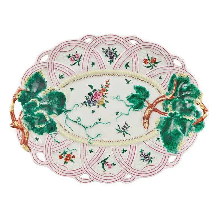 Worcester Porcelain Basket Leaf Dishes - A Pair - 4