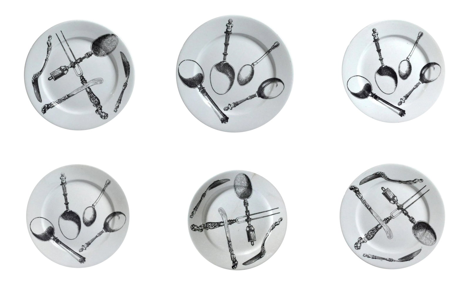 1950s Piero Fornasetti Pottery Plates - Set of 6 (1 of 6)