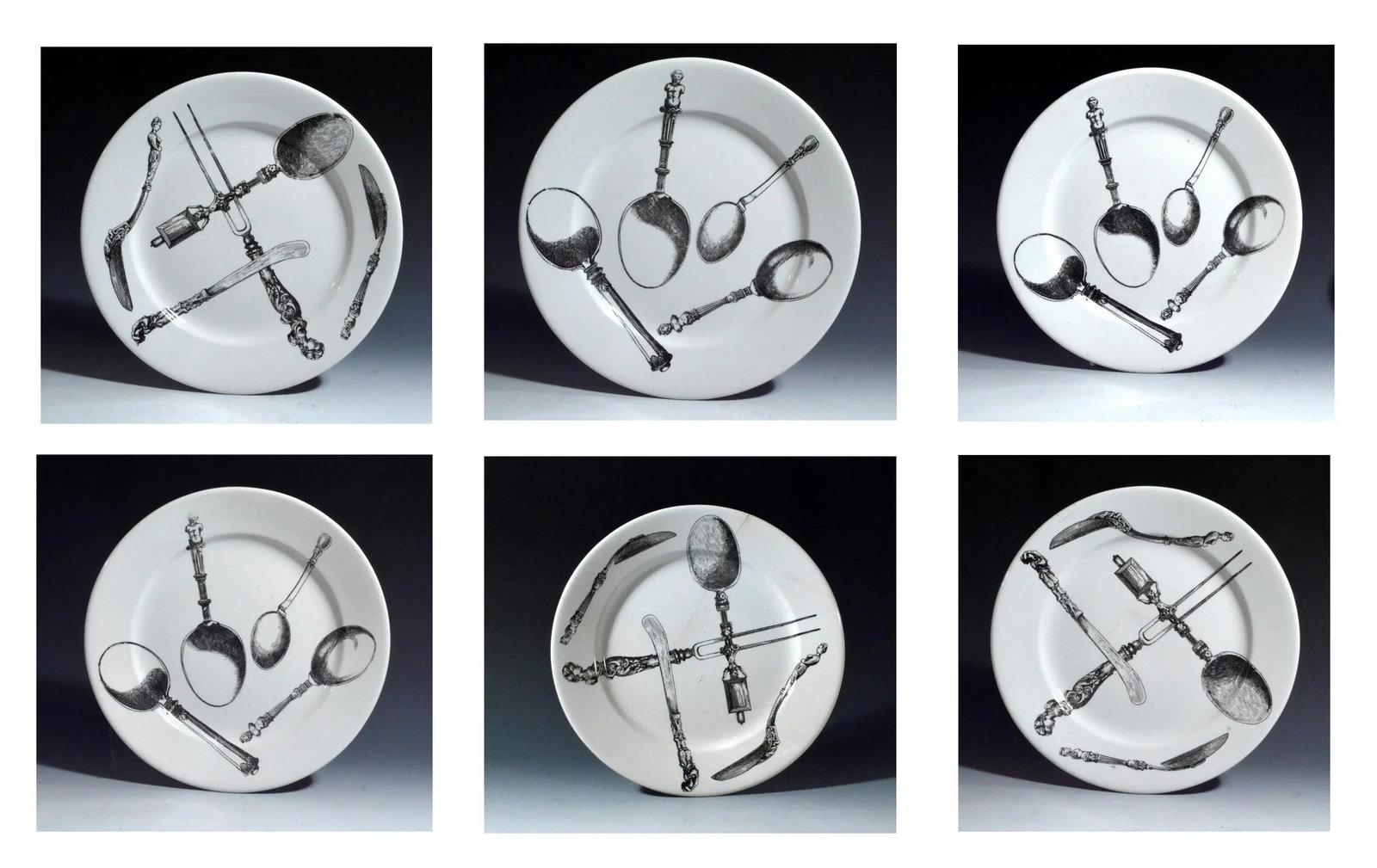 1950s Piero Fornasetti Pottery Plates - Set of 6 - 2