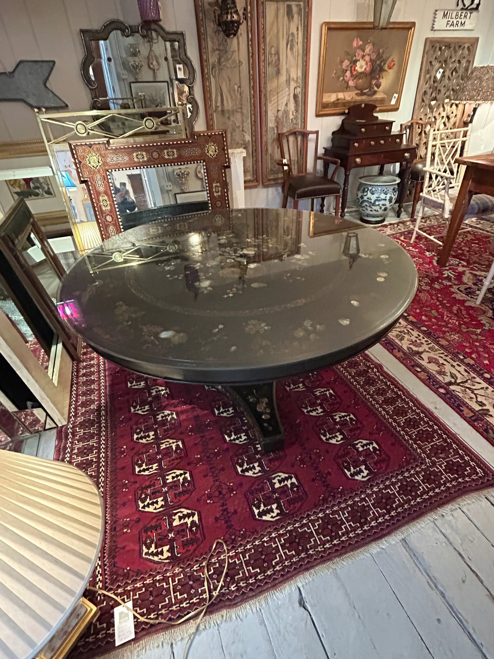 19th Century English Regency Black Lacquer and Inlaid Round Dining Table - 16