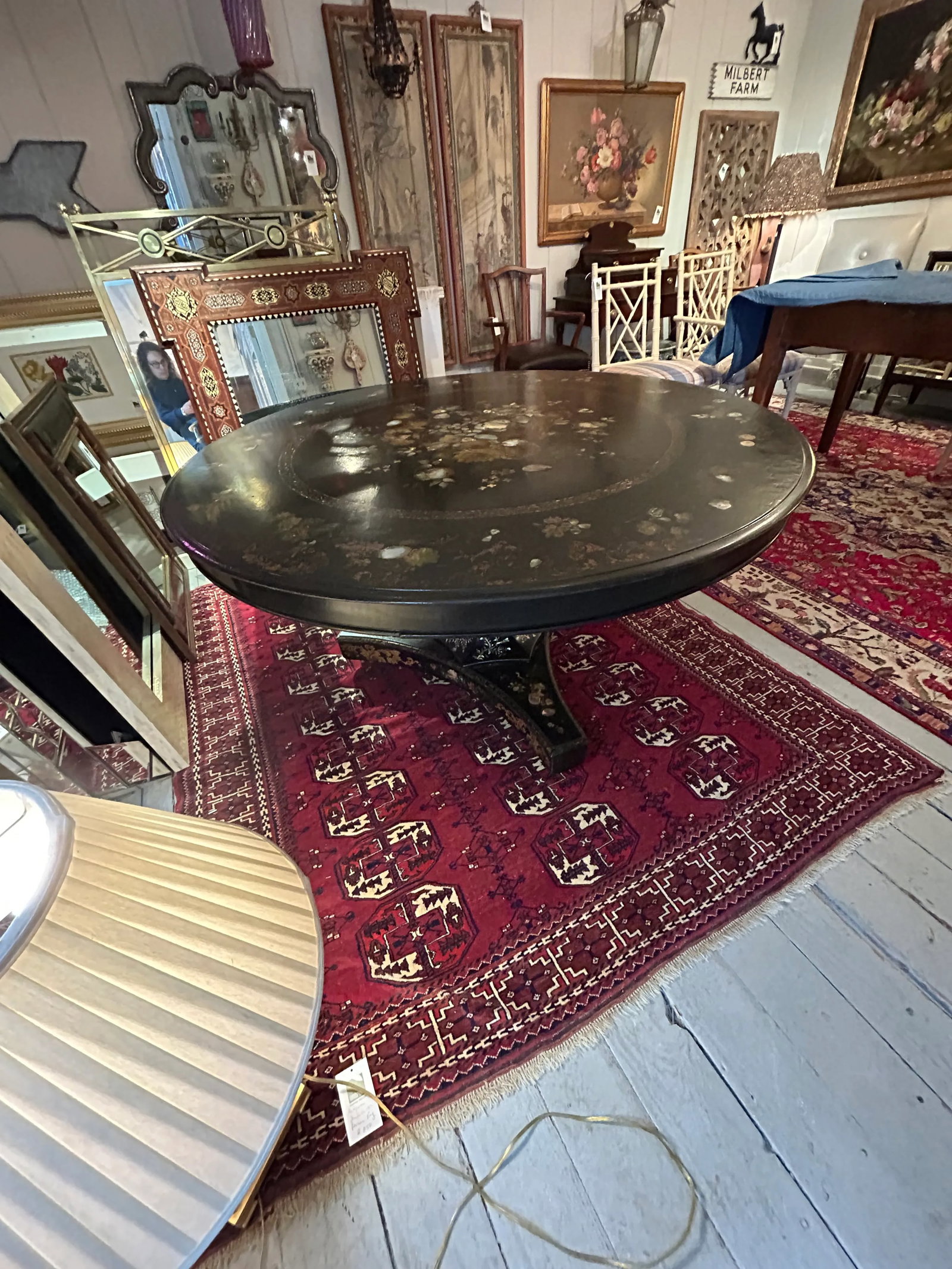 19th Century English Regency Black Lacquer and Inlaid Round Dining Table - 9