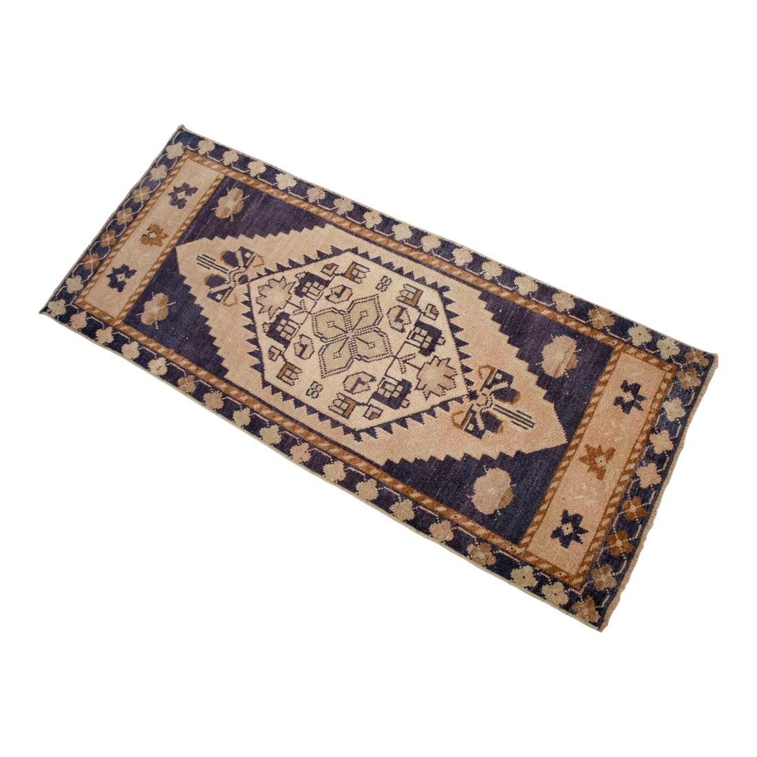 Hand Knotted Door Mat, Entryway Rug, Bath Mat, Kitchen Decor, Small Rug, Turkish Rug - 1"²: Vintage Turkish Hand-Knotted Small Rug Doormat from Oushak, 1970, featuring warm ivory tones and authentic village craftsmanship "” clean, ready to place, perfect for interior entryways,