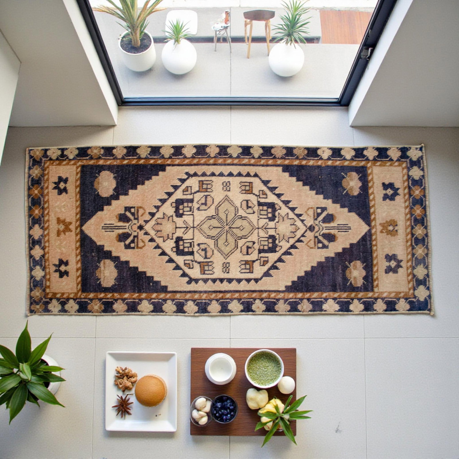 Hand Knotted Door Mat, Entryway Rug, Bath Mat, Kitchen Decor, Small Rug, Turkish Rug - 1"² - 2