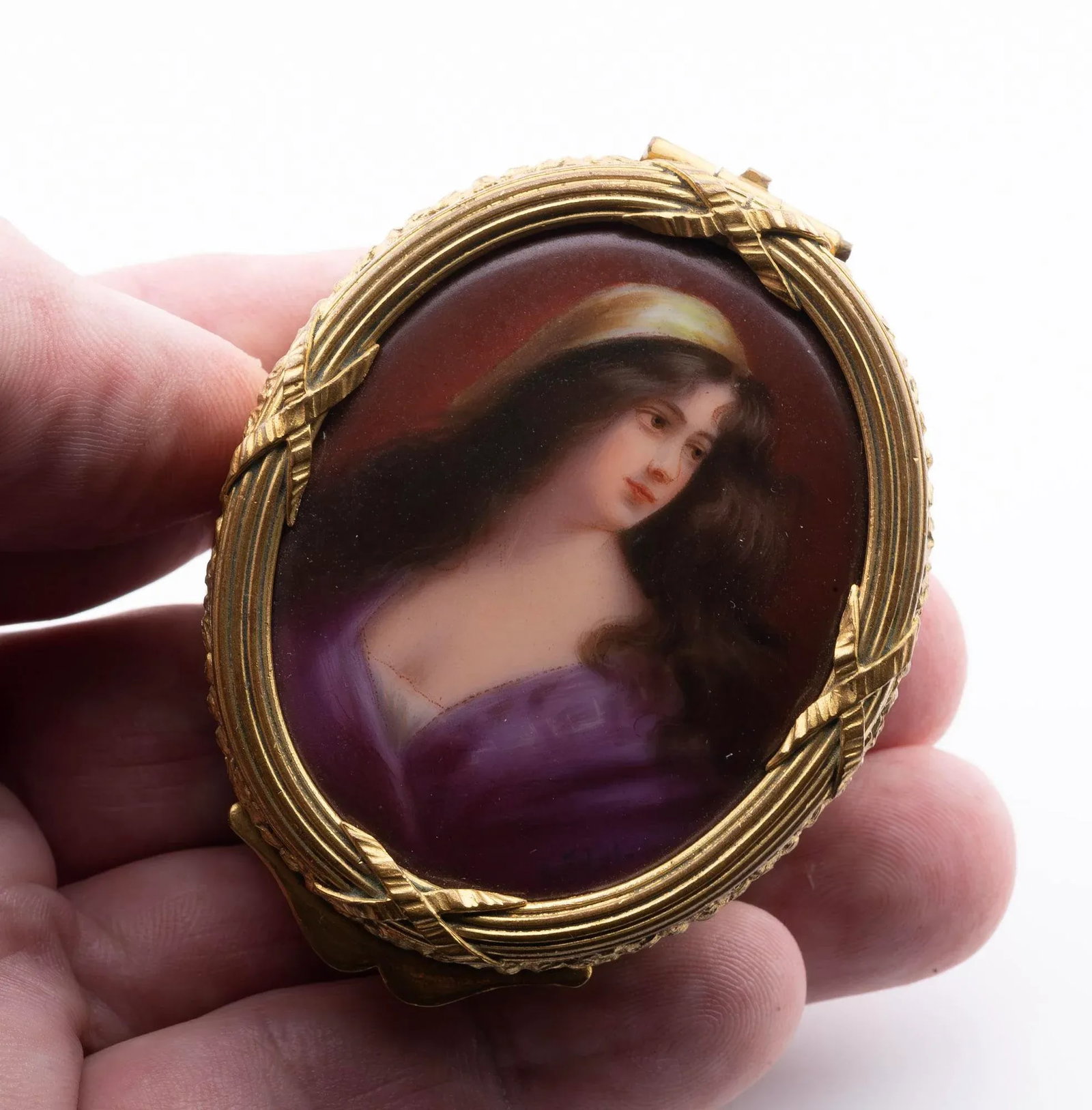 Royal Vienna Porcelain Miniature Gilt Bronze Portrait Box by Franz Wagner - 5