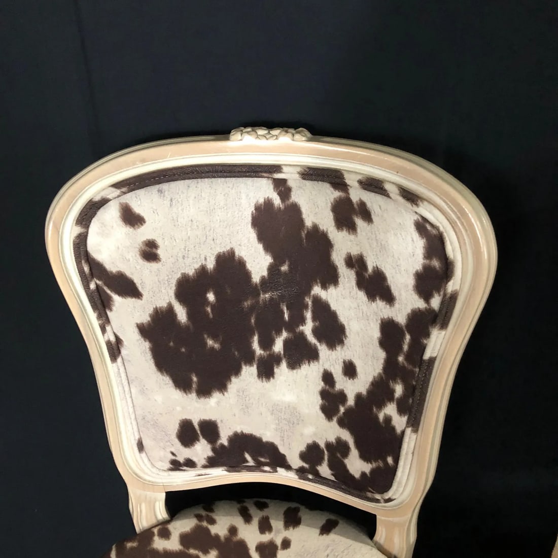 Louis XV Style Bleached Wood Chairs With Faux Hide Upholstery -Set of 3 - 3