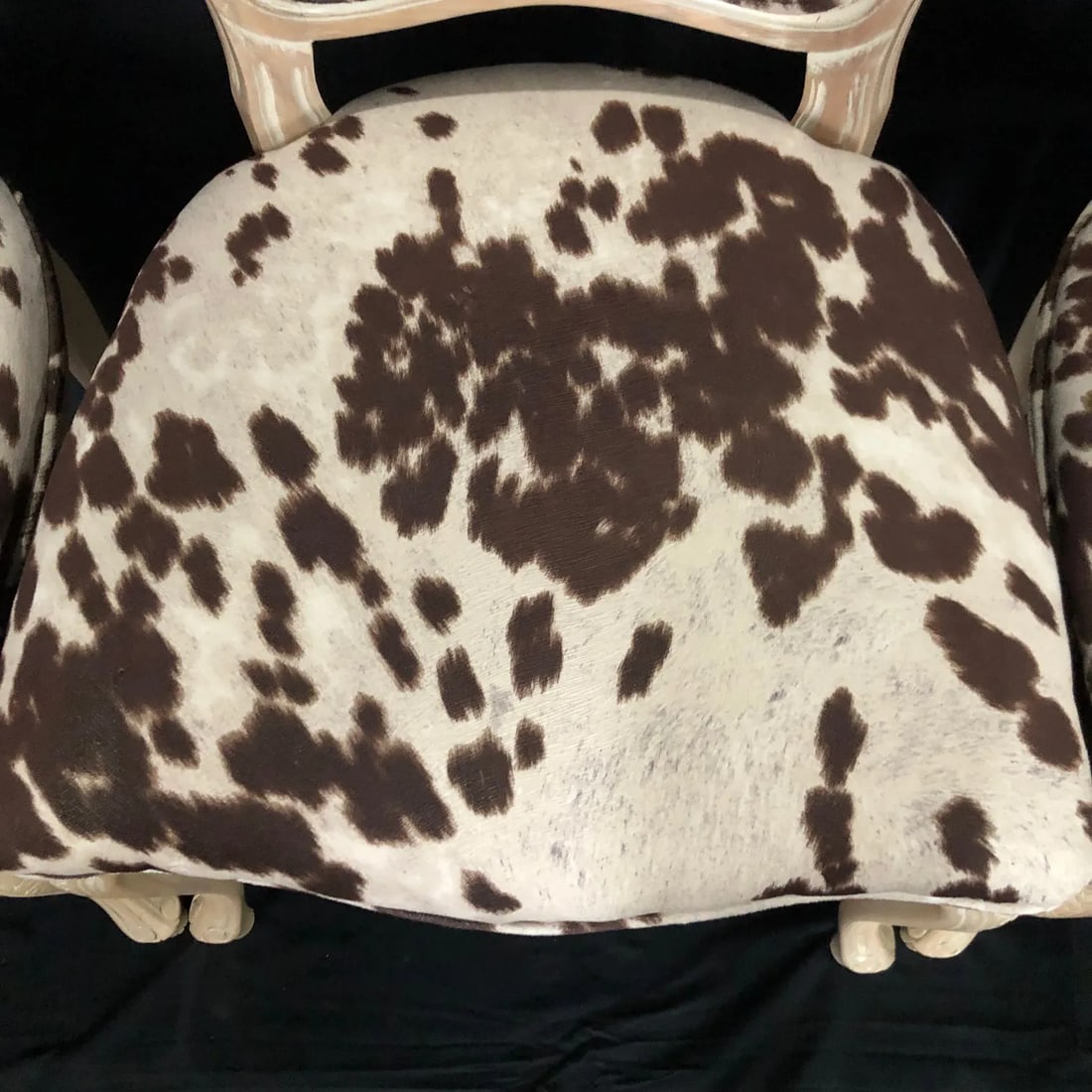 Louis XV Style Bleached Wood Chairs With Faux Hide Upholstery -Set of 3 - 6