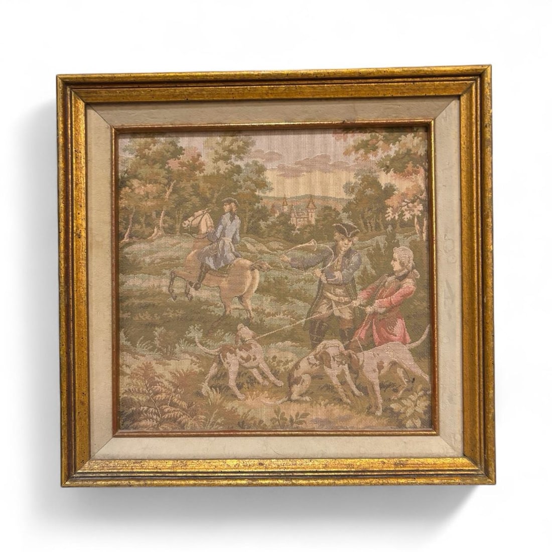 Pair of Louis XV Figurative Aubusson-Style Tapestries in Gilt Wood Frames - 4