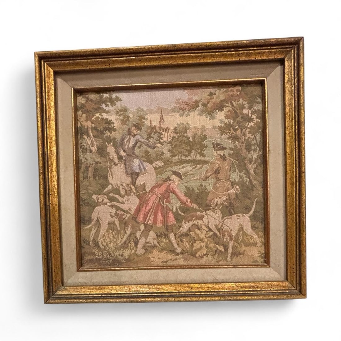 Pair of Louis XV Figurative Aubusson-Style Tapestries in Gilt Wood Frames - 5