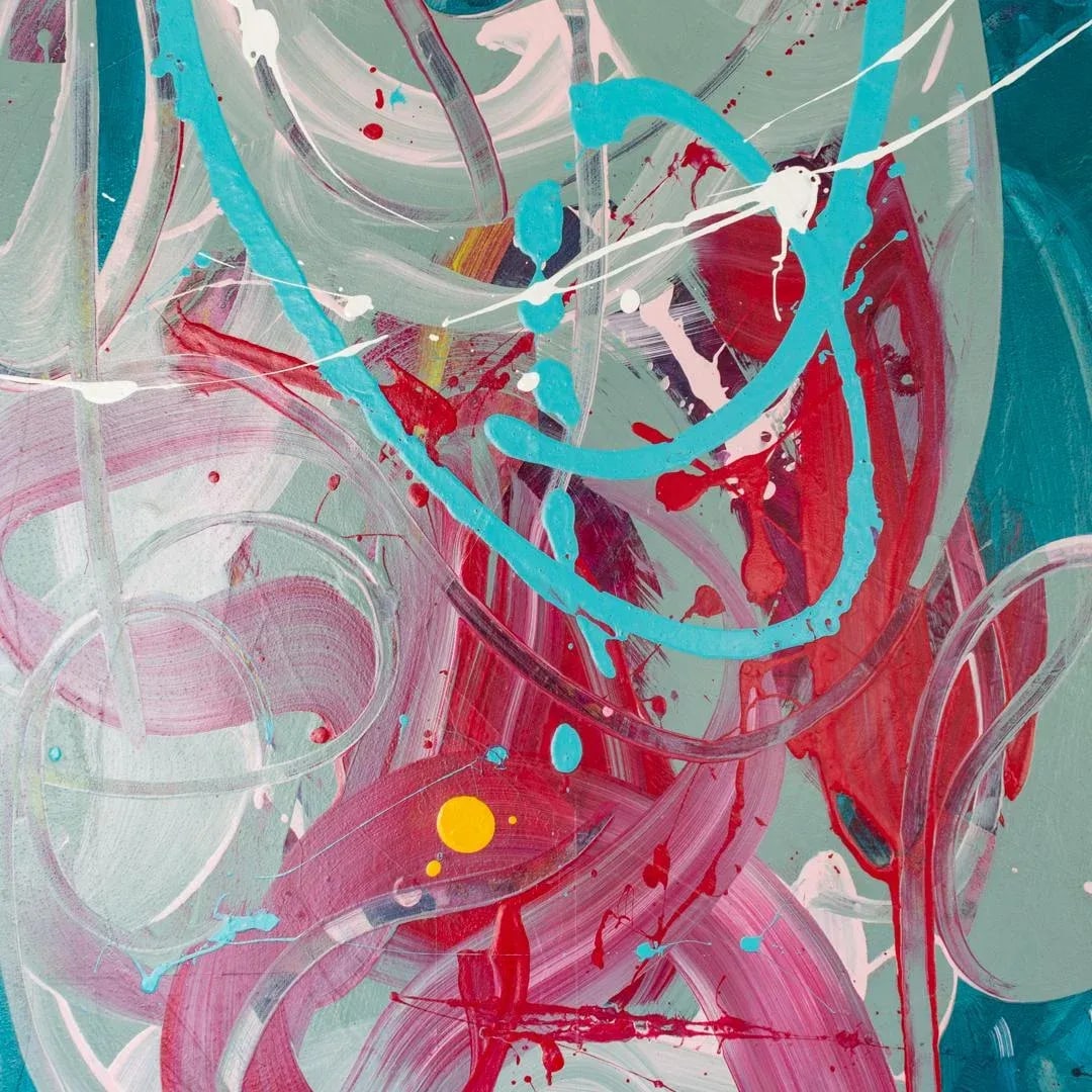 Large Abstract Contemporary Painting | Turquoise Magenta Pink Teal - 4