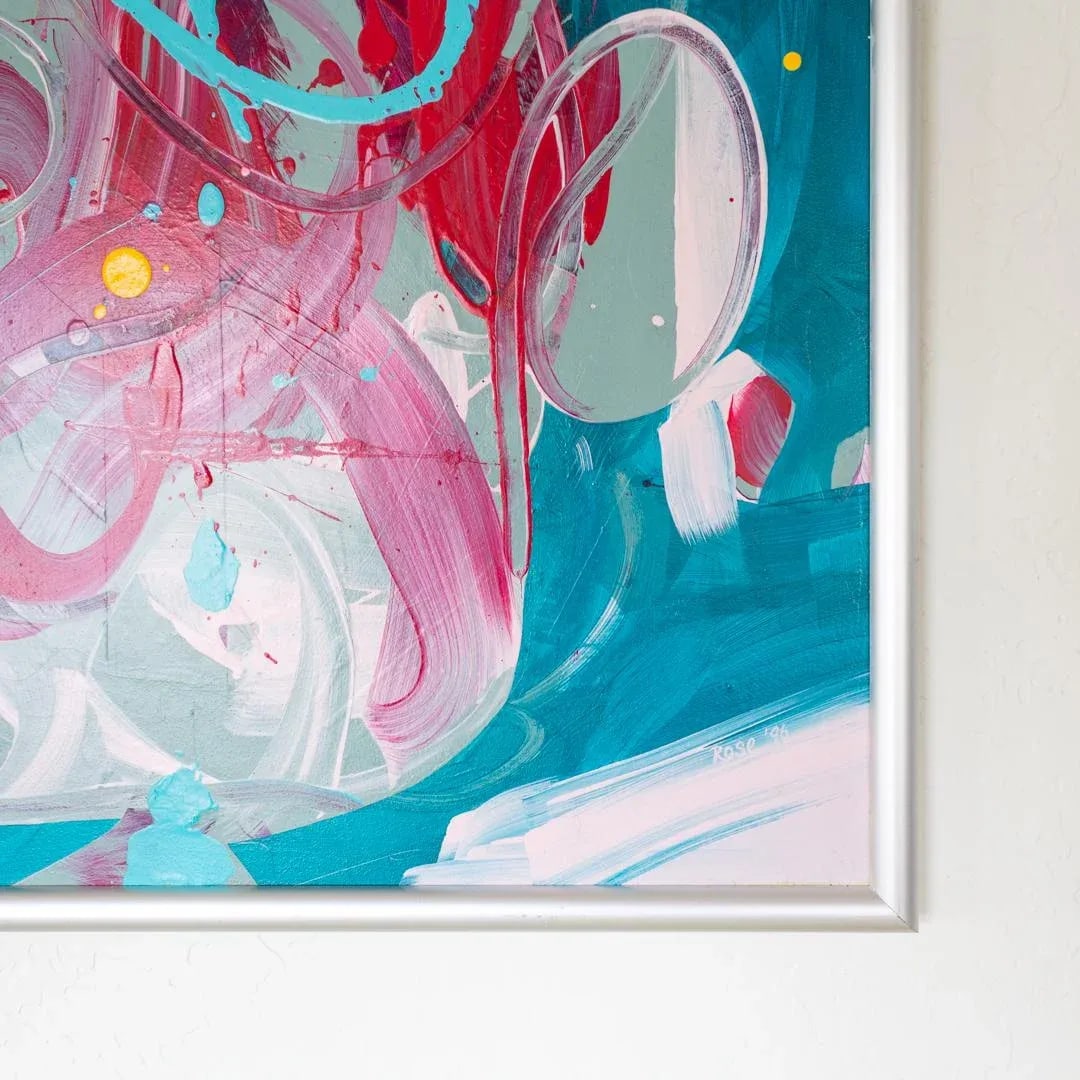 Large Abstract Contemporary Painting | Turquoise Magenta Pink Teal - 7