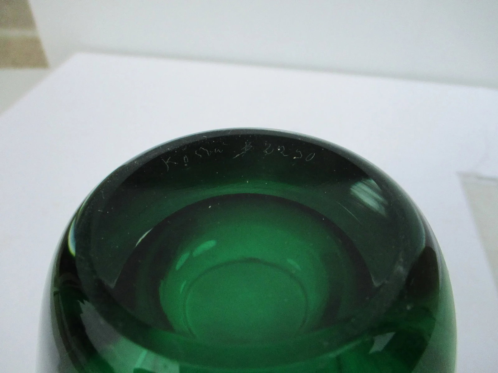 Kosta Boda Vintage Green and Clear Signed Vase - 6
