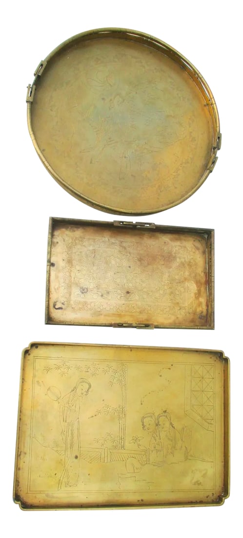 Group of Three Chinese Serving Trays Early 20th -Group of 3 (1 of 9)