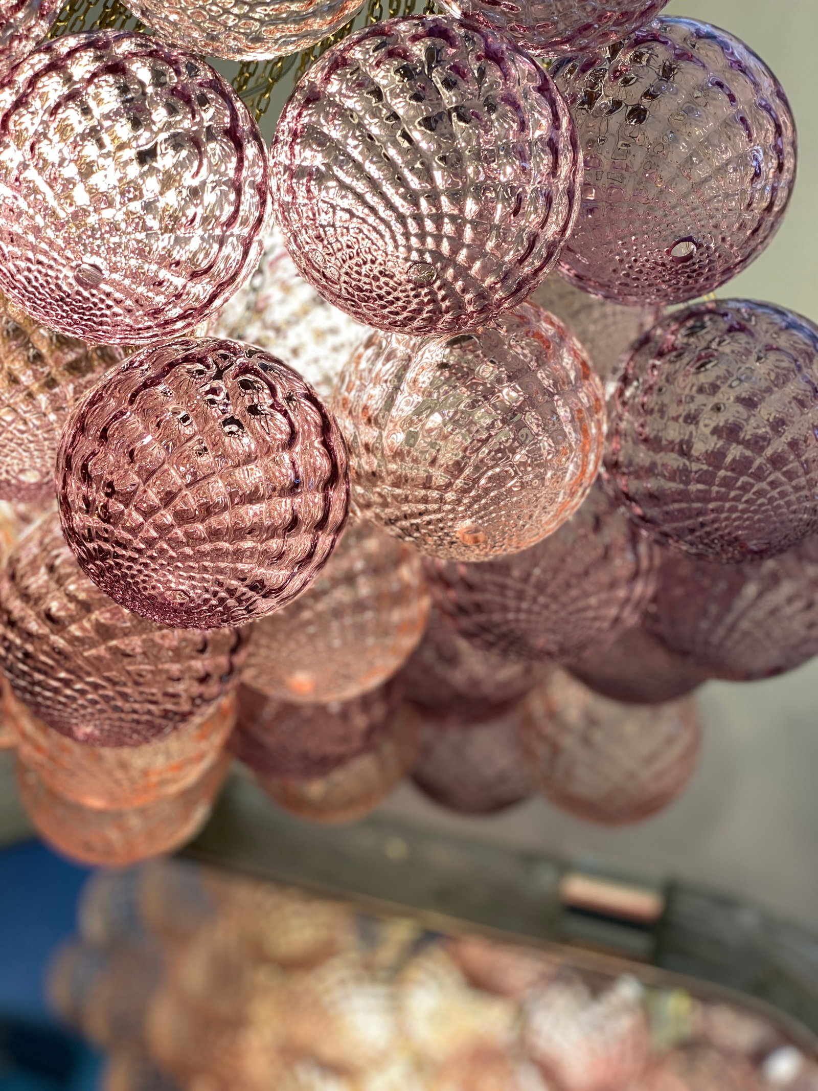 Contemporary "Clouds" of Pink and Ametista "Ballotton" Spheres in Murano Glass - 6