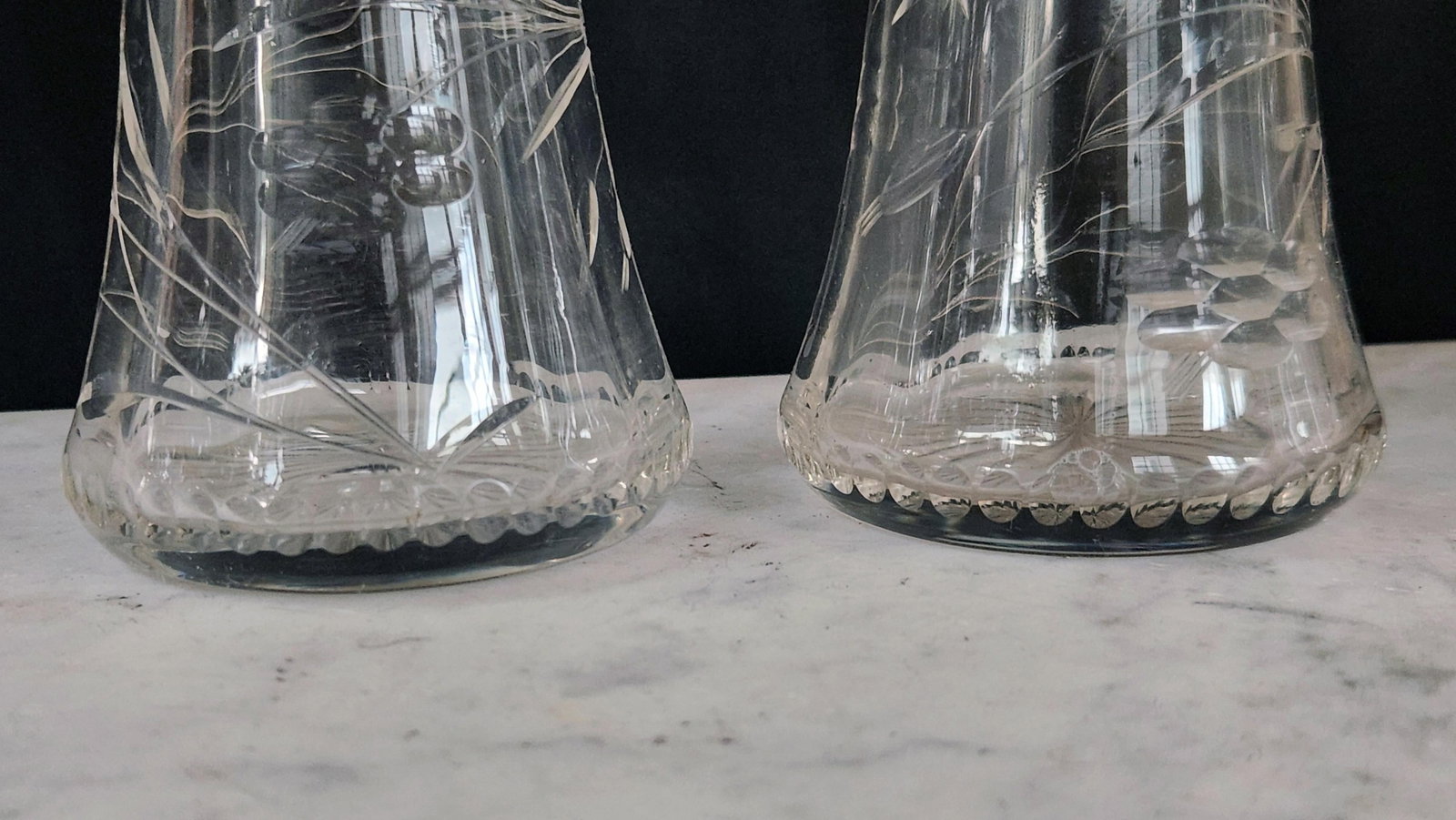 Antique English Sterling Silver & Cut Crystal Decanter Pair "” 1899 Birmingham j.g & S - 10