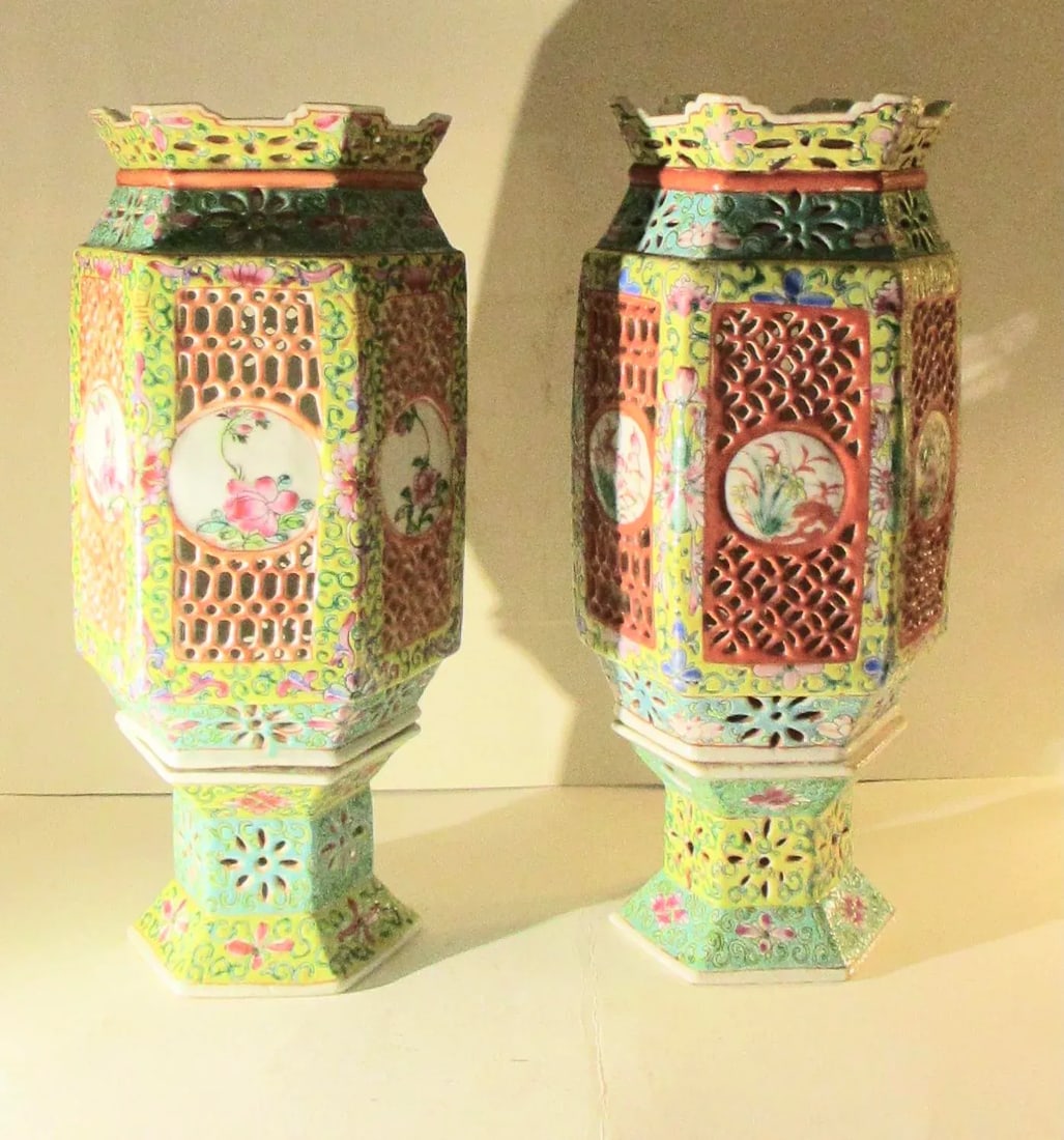 Antique Chinese Porcelain Table Lanterns - 2 - a Pair - 2