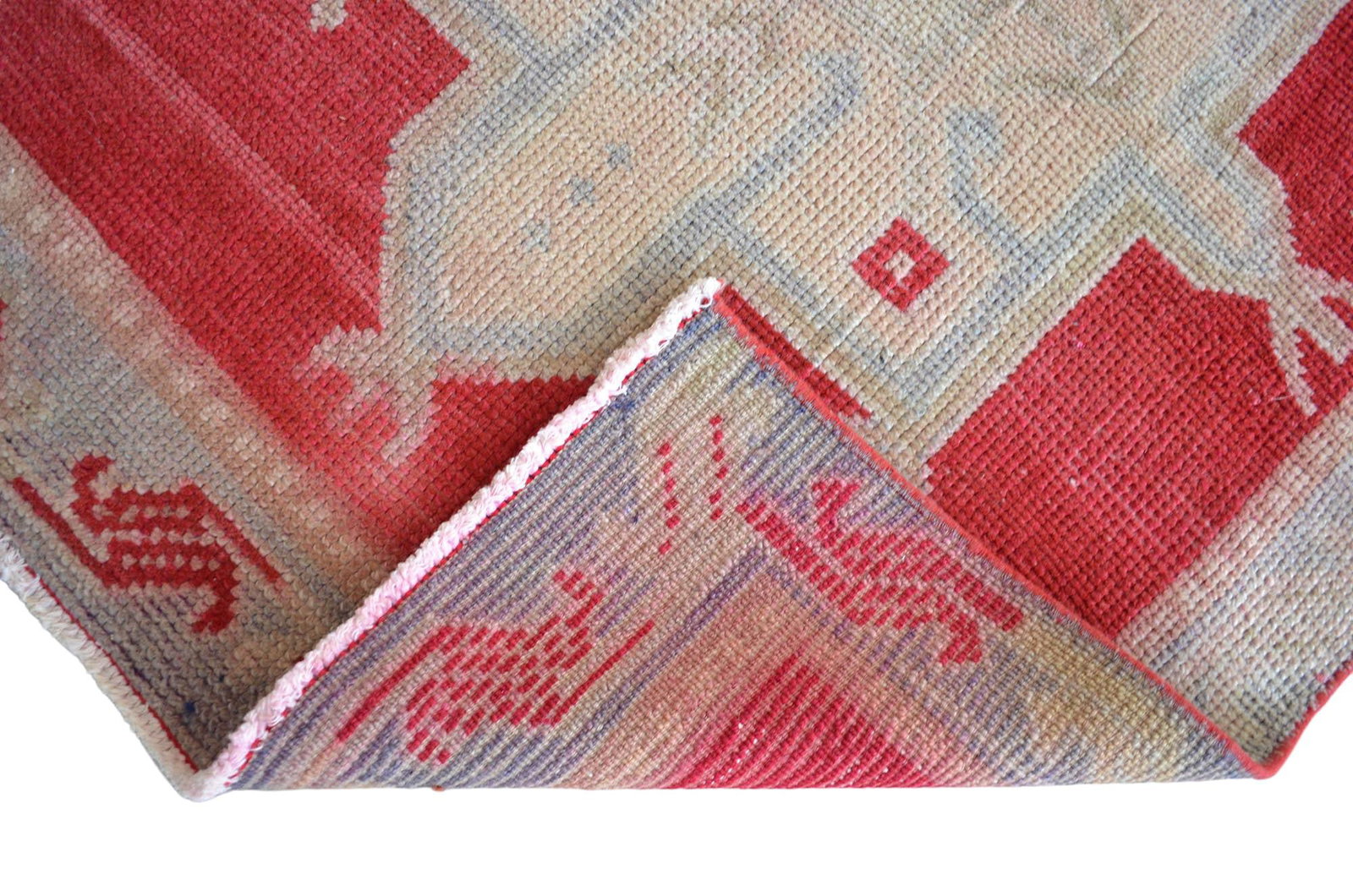 1970s Red Kurdish Herki Hand-Knotted Distressed Runner Hallway Decor - 13