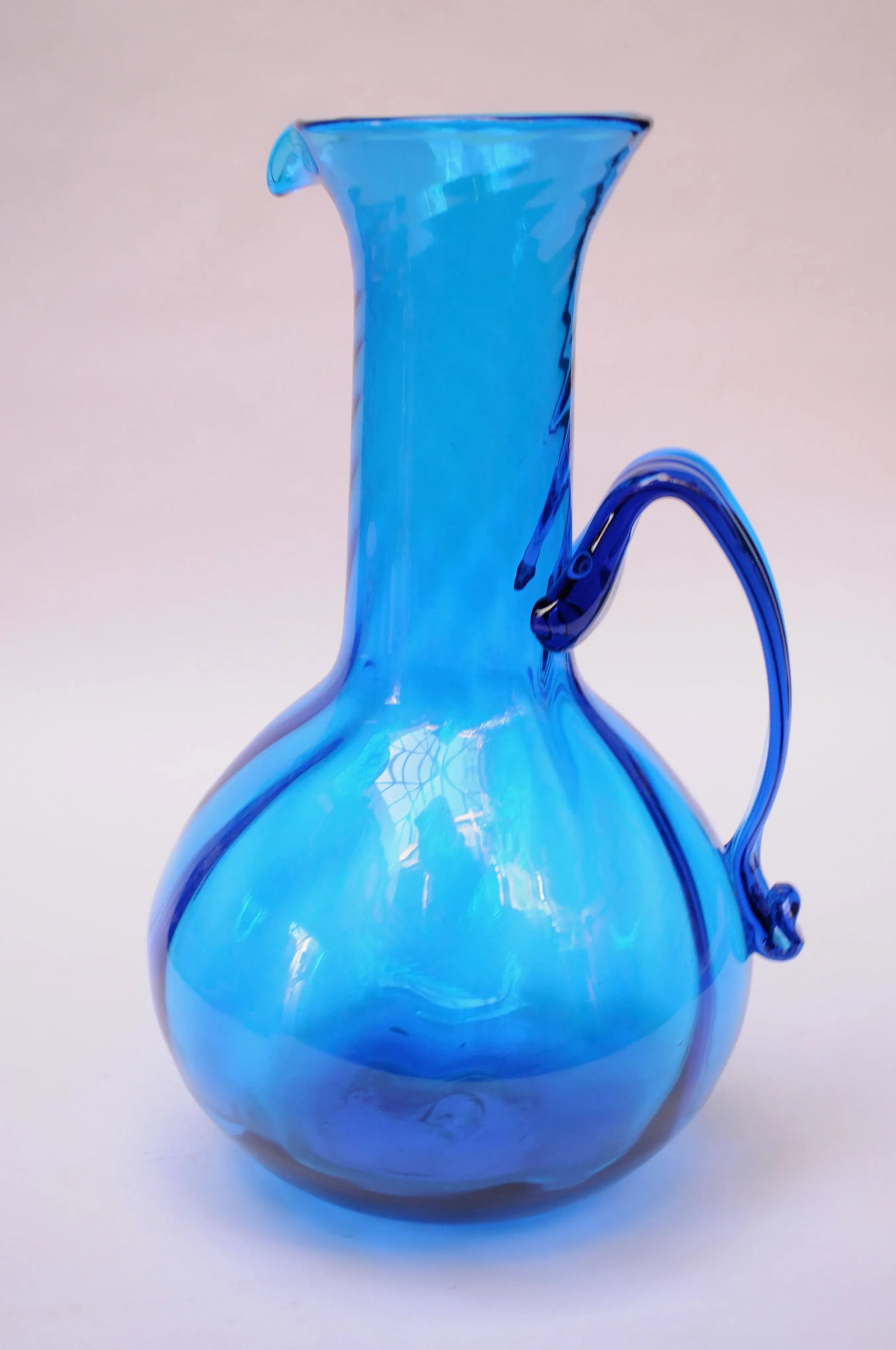 Large Blenko Turquoise Blown Glass Pitcher - 10