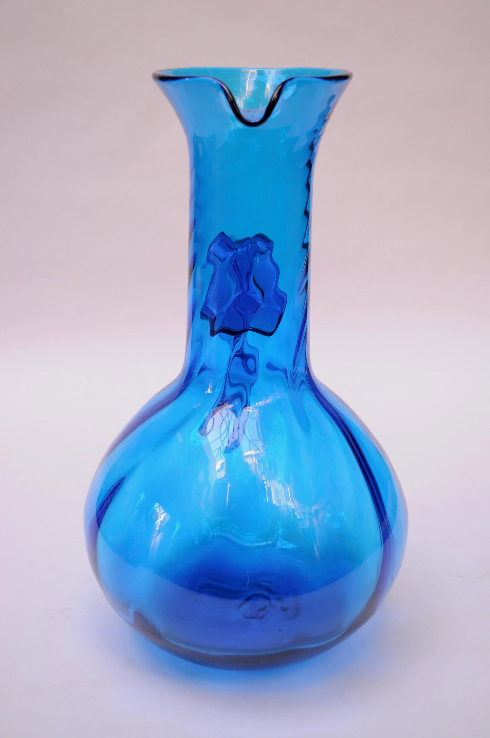 Large Blenko Turquoise Blown Glass Pitcher - 3