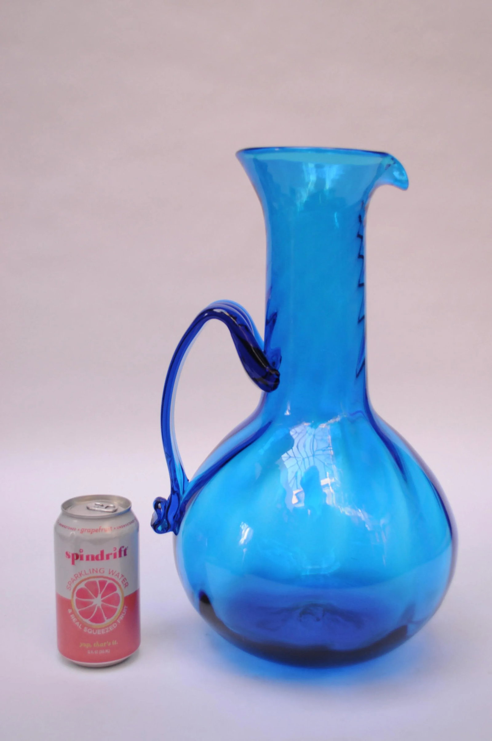 Large Blenko Turquoise Blown Glass Pitcher - 5