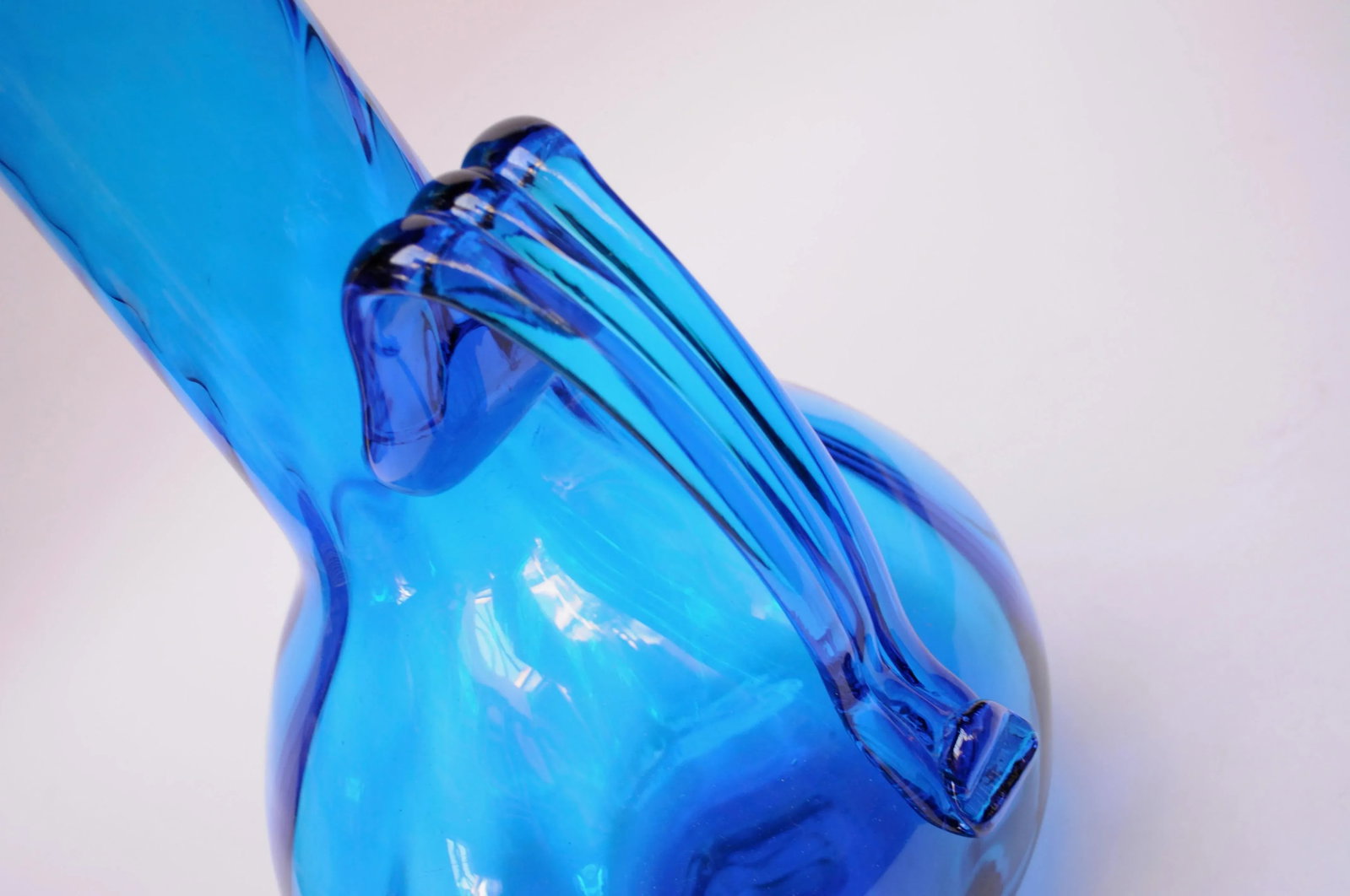 Large Blenko Turquoise Blown Glass Pitcher - 7