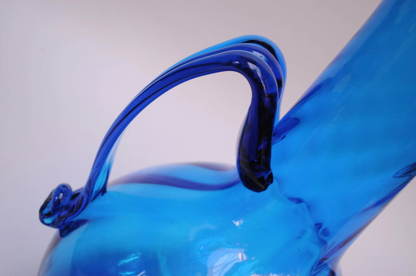 Large Blenko Turquoise Blown Glass Pitcher - 8