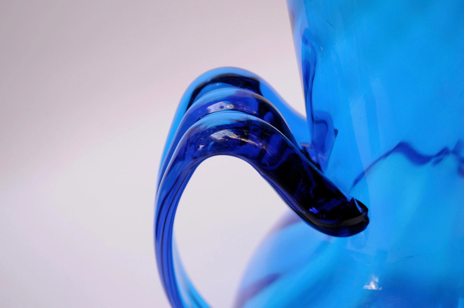 Large Blenko Turquoise Blown Glass Pitcher - 9