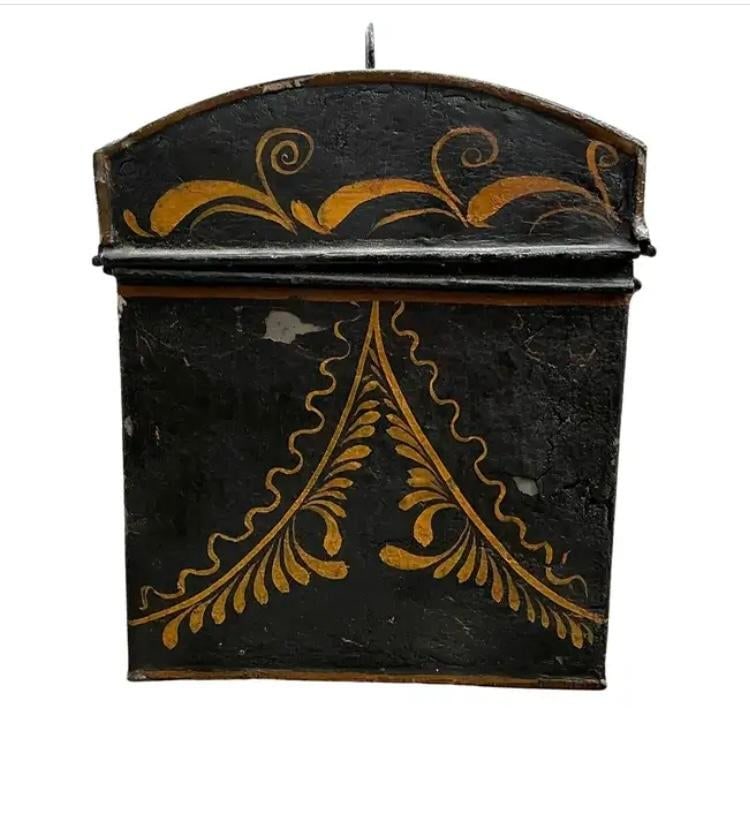 American Folk Art Painted Toleware Tin Box - 4