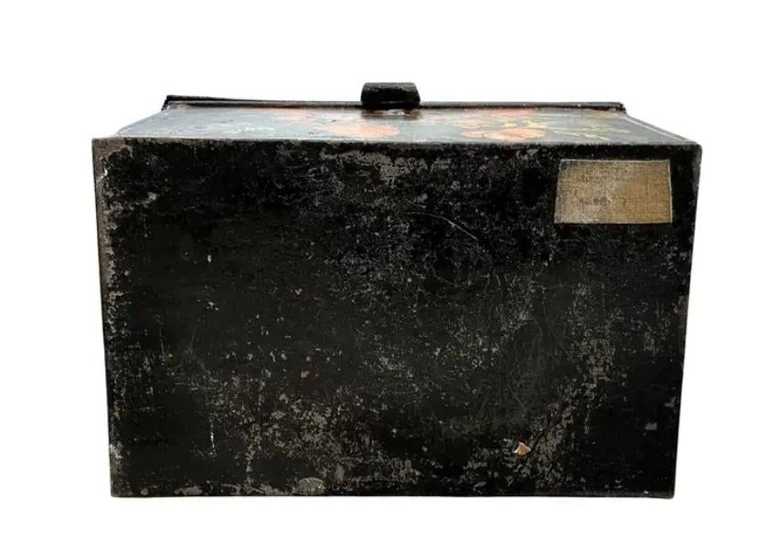 American Folk Art Painted Toleware Tin Box - 8