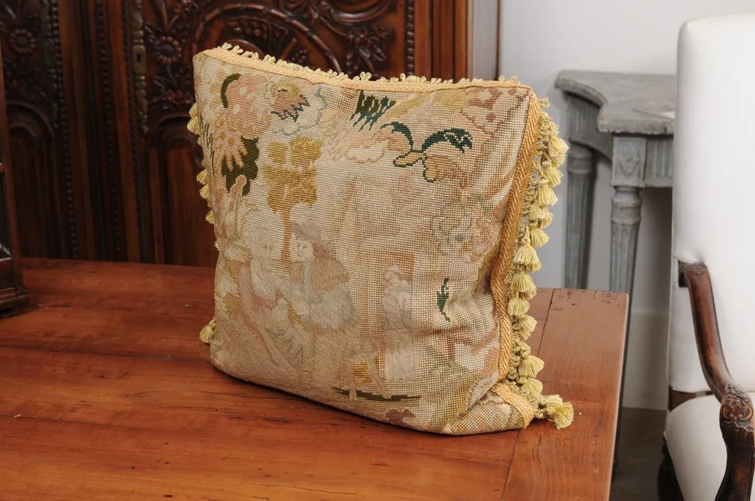 French 19th Century Needlepoint Tapestry Pillow - 11