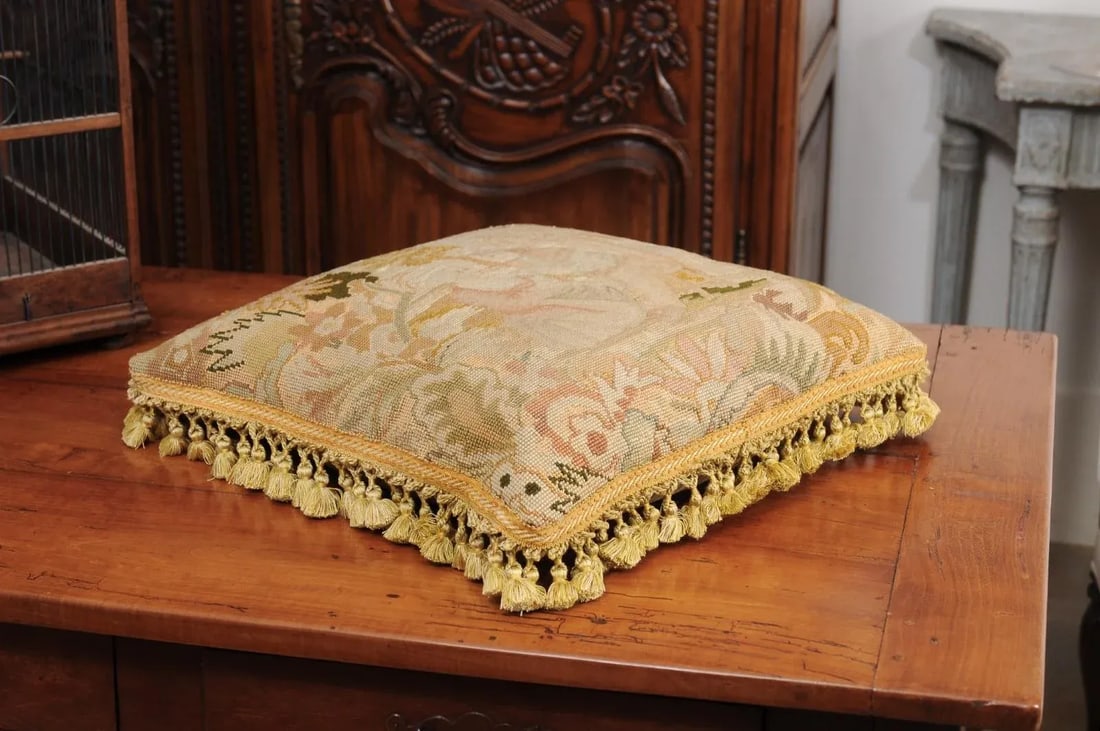 French 19th Century Needlepoint Tapestry Pillow - 2