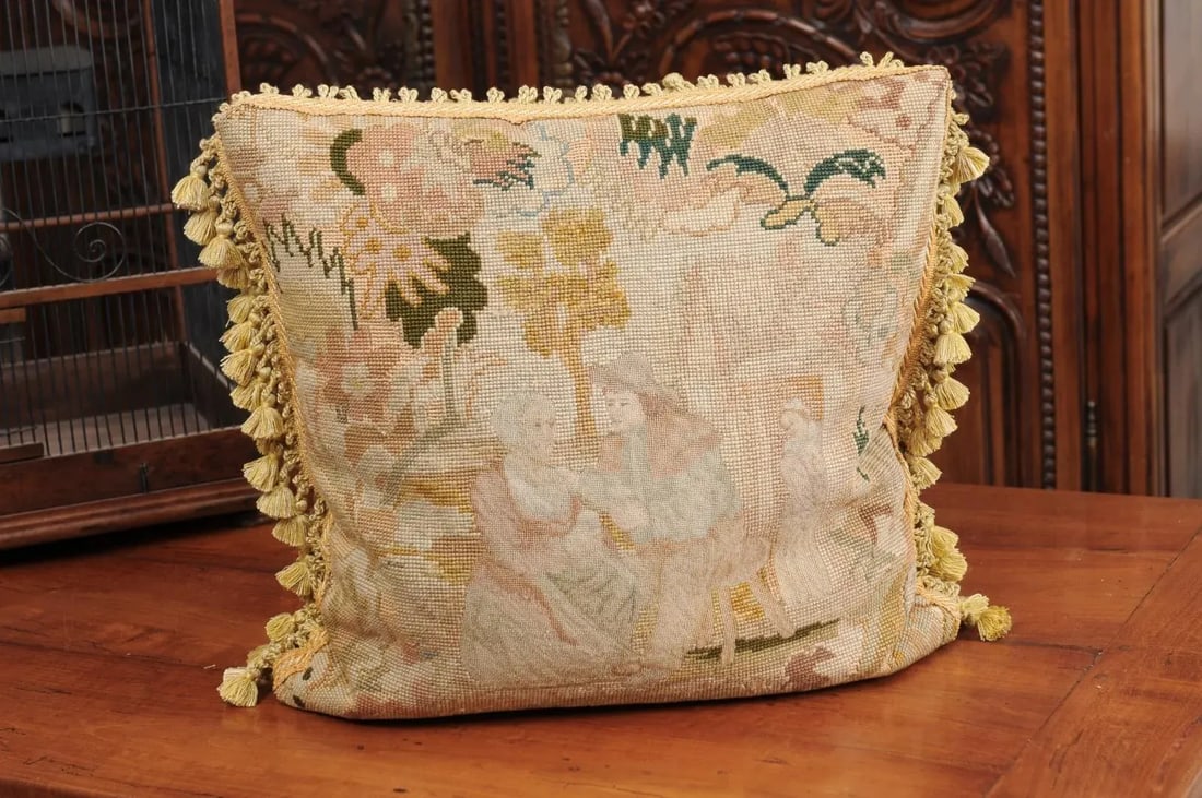French 19th Century Needlepoint Tapestry Pillow - 5