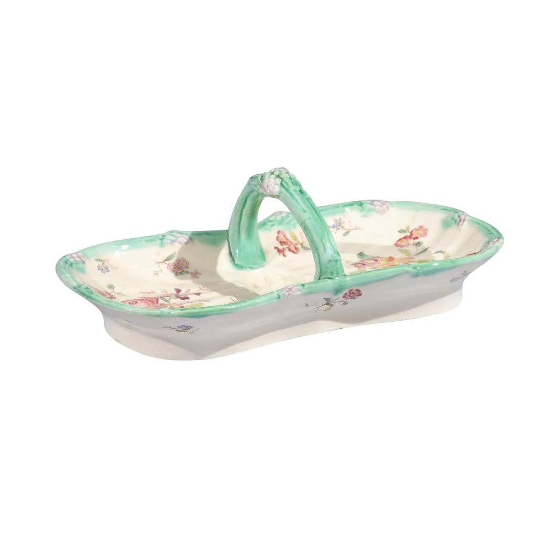 French 19th Century Longchamp Majolica Asparagus Server with Floral Decor - 12