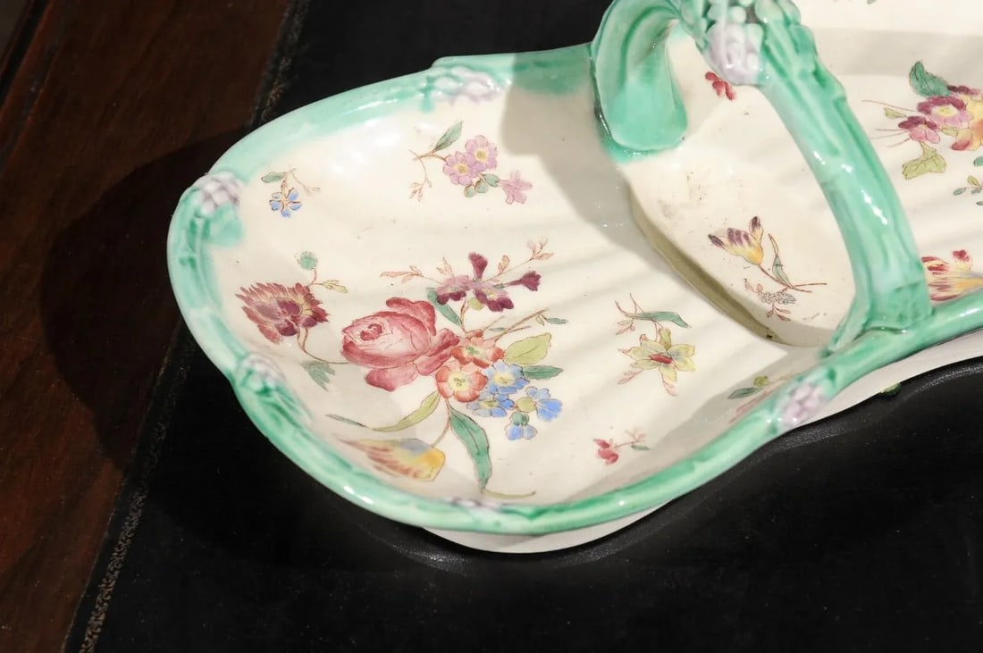 French 19th Century Longchamp Majolica Asparagus Server with Floral Decor - 5