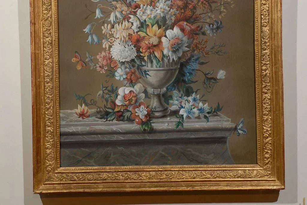 Early 19th Century French Empire Period Floral Still Life Pastel and Gouache Painting, Framed - 2