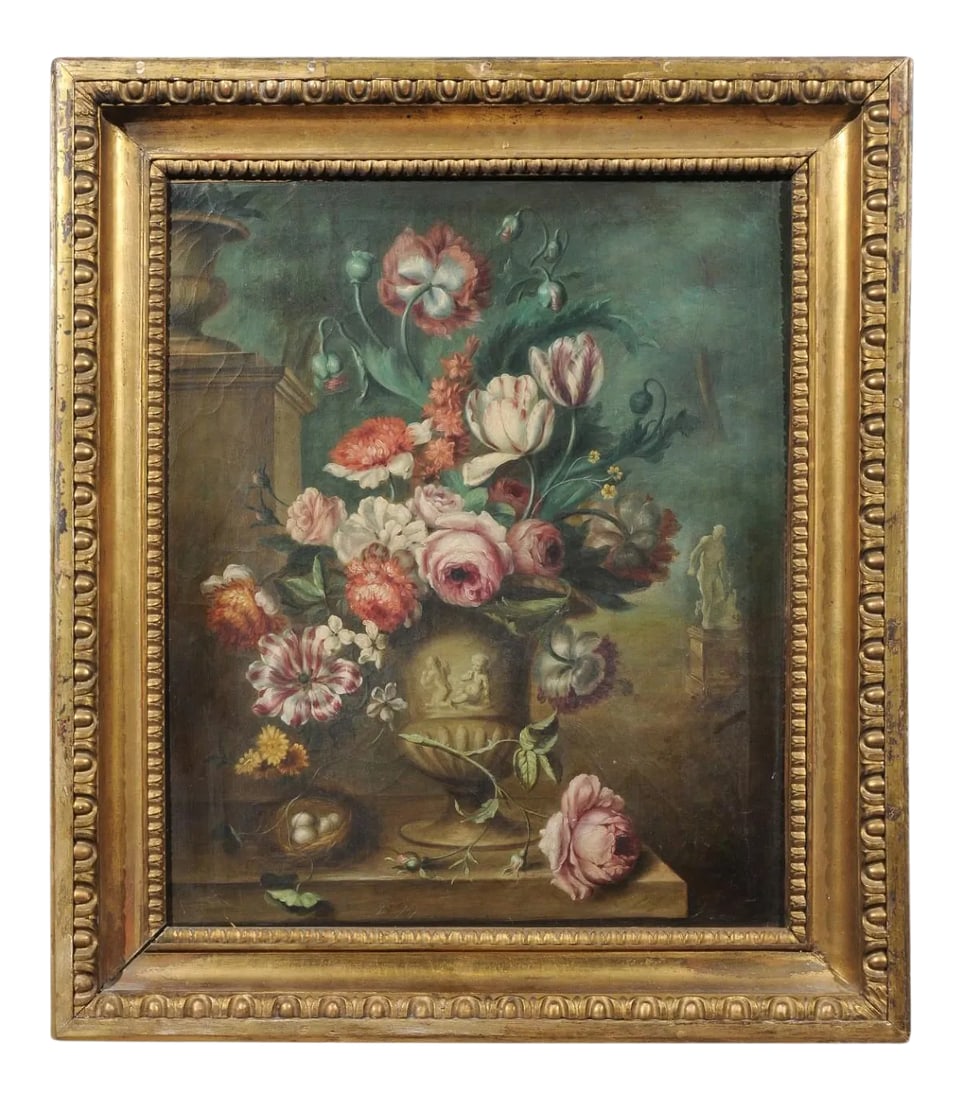 French Framed Still-Life Oil Painting Depicting a Bouquet of Flowers, circa 1850 (1 of 12)