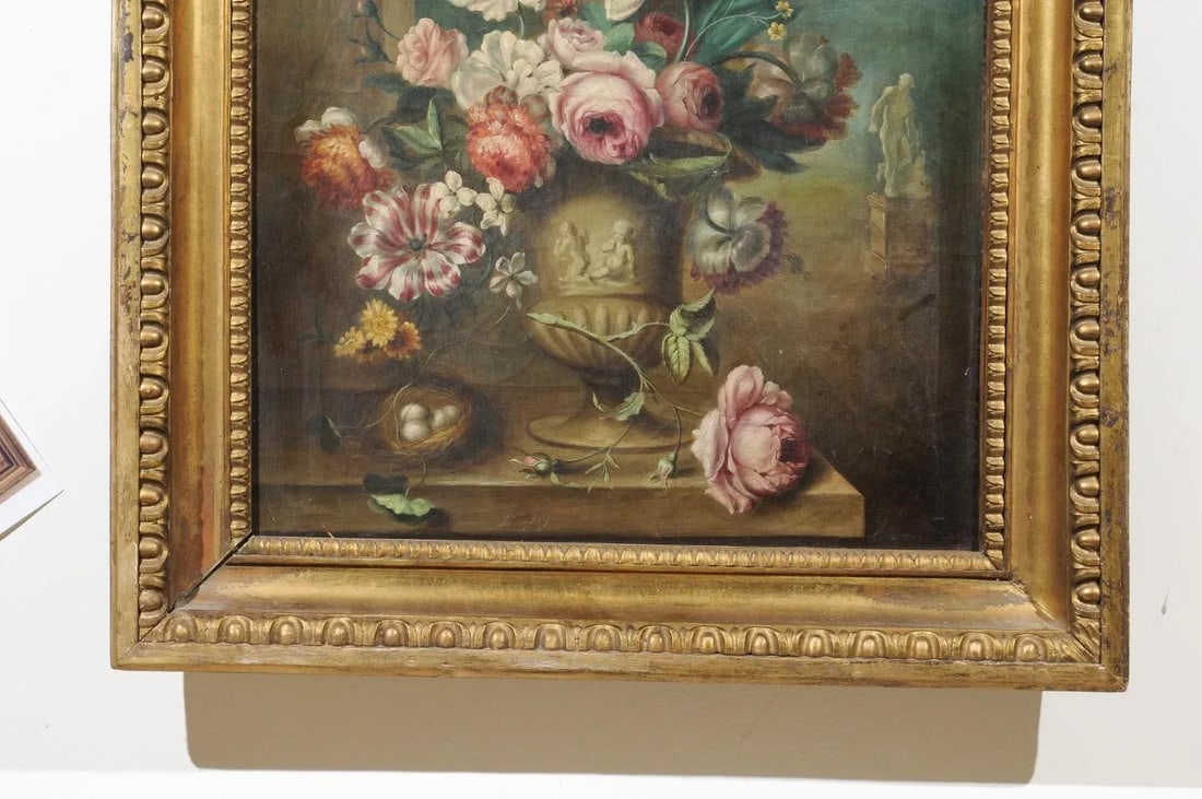 French Framed Still-Life Oil Painting Depicting a Bouquet of Flowers, circa 1850 - 5