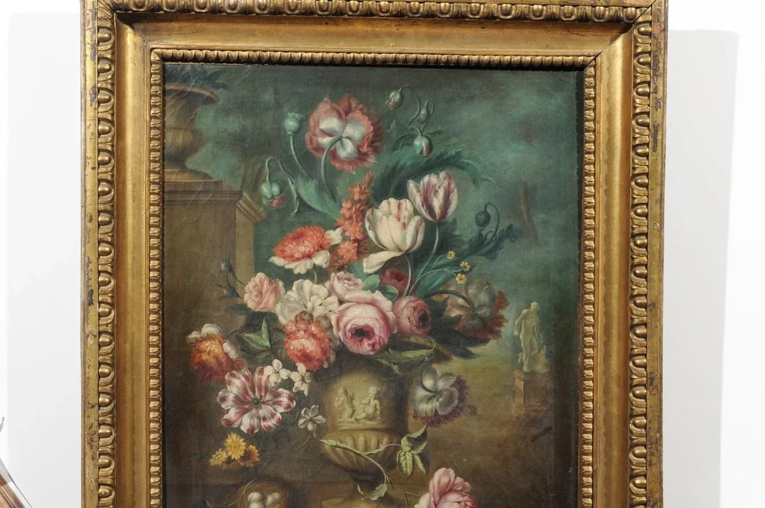 French Framed Still-Life Oil Painting Depicting a Bouquet of Flowers, circa 1850 - 6