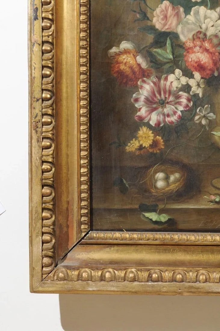 French Framed Still-Life Oil Painting Depicting a Bouquet of Flowers, circa 1850 - 7