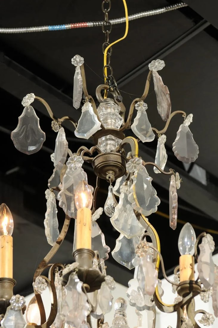 French Louis-Philippe Period 1840s Eight-Light Crystal Chandelier with Finial - 10