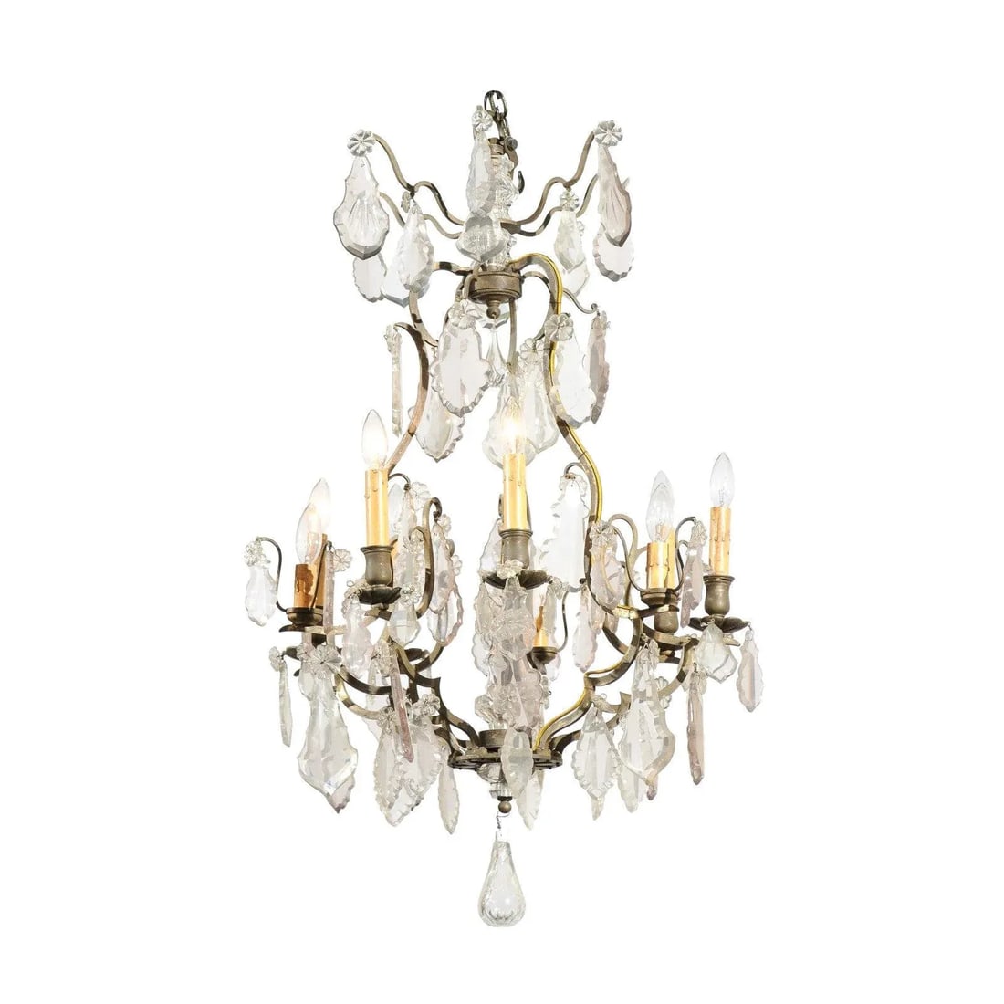 French Louis-Philippe Period 1840s Eight-Light Crystal Chandelier with Finial - 12