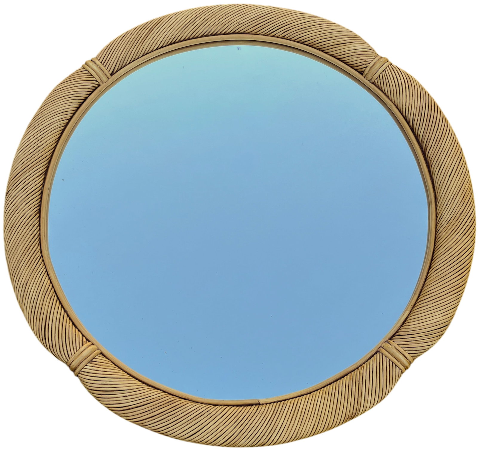 Vintage 1970s 41" Round Pencil Reed Mirror "” After Gabriella Crespi, Karl Springer, Tommi - 2