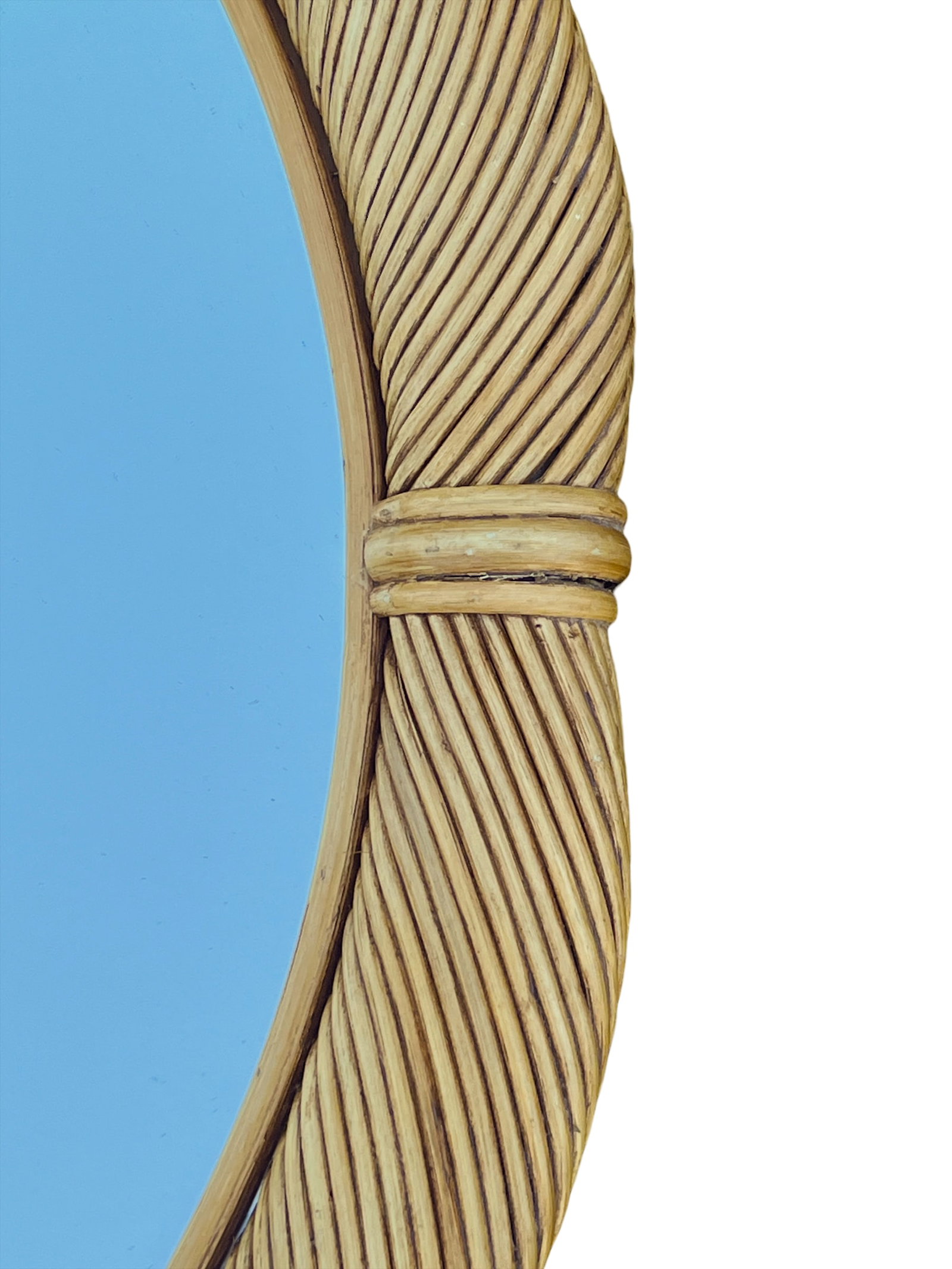 Vintage 1970s 41" Round Pencil Reed Mirror "” After Gabriella Crespi, Karl Springer, Tommi - 5