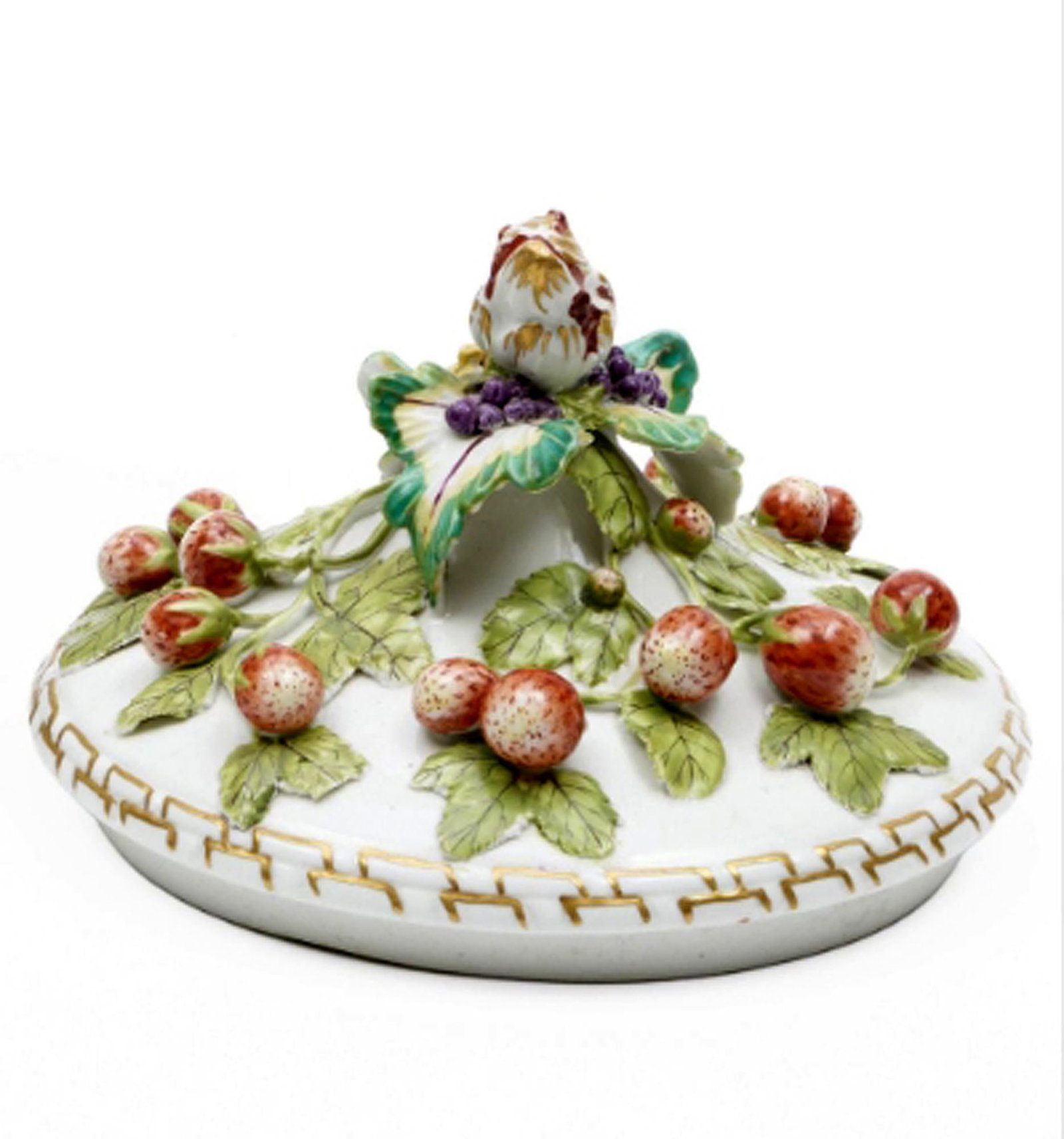 18th-Century Derby Porcelain Footed Strawberry Tureen and Cover - 8