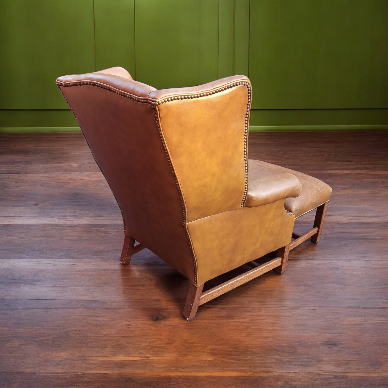Wingback Leather Armchair and Matching Ottoman by Classic Leather. - 7